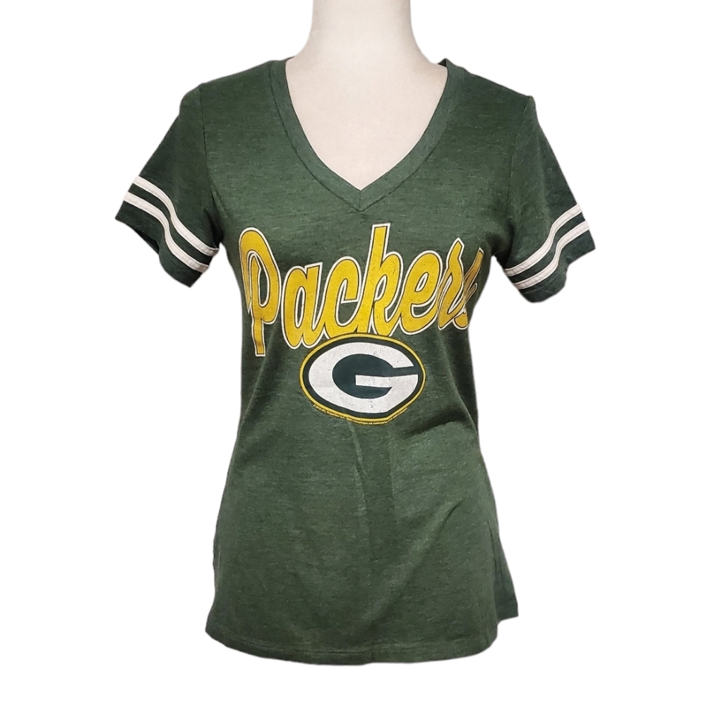 Green Bay Packers T-Shirt Womens Size Small NFL Team Apparel V-Neck Football Top